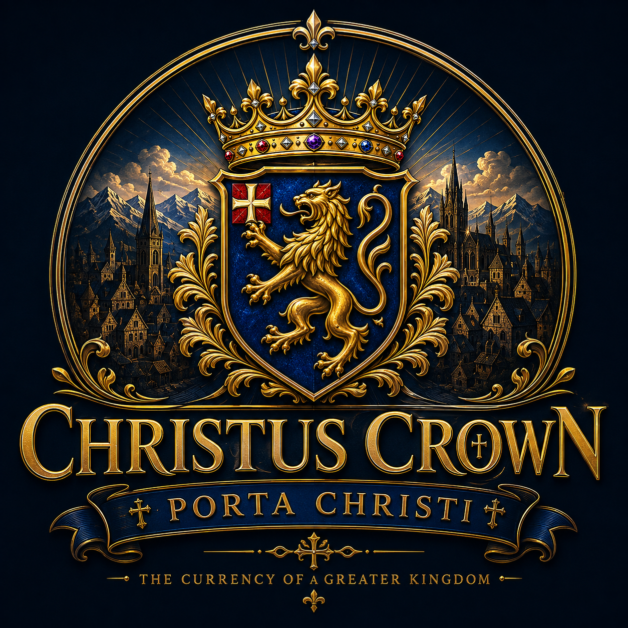 Christus Crown official emblem — crowned lion shield of Porta Christi