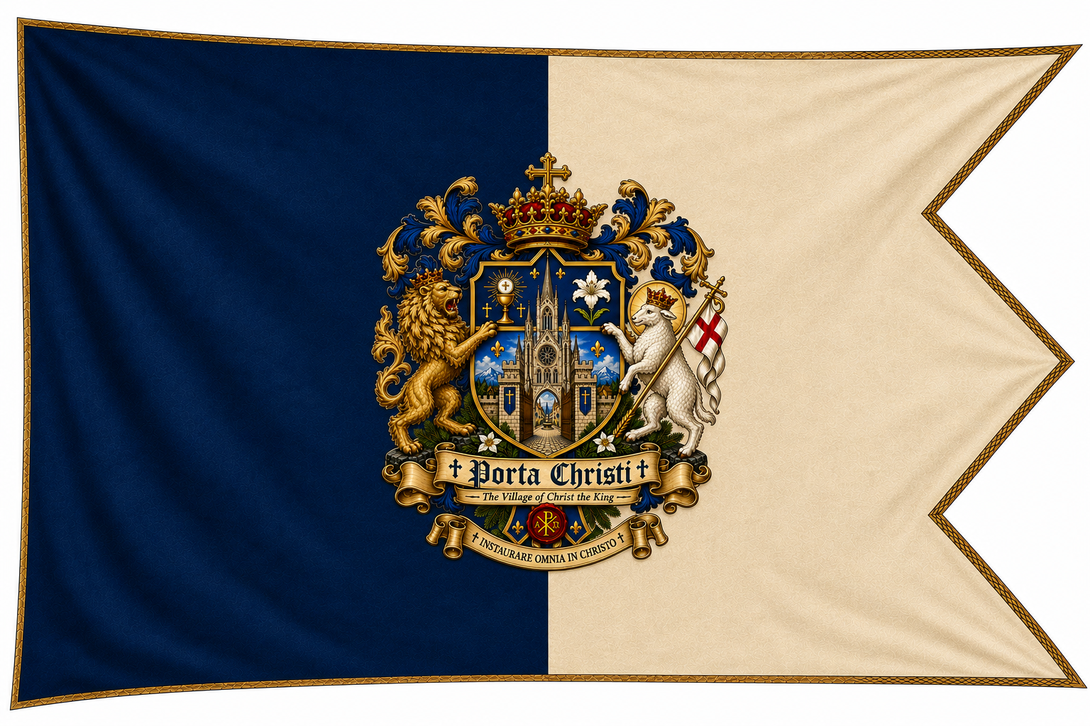 The flag of Porta Christi bearing the village coat of arms